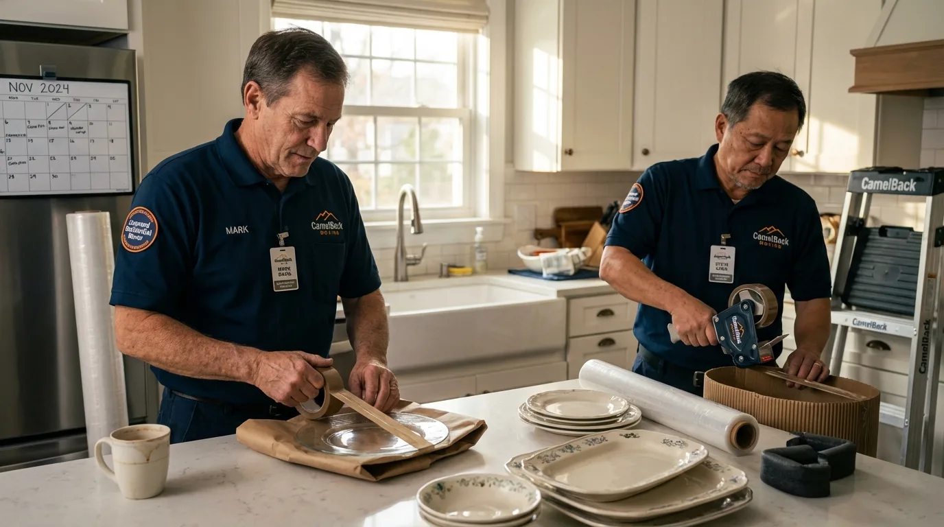 Professional crew packing kitchen dishware in Wiley Ford, WV